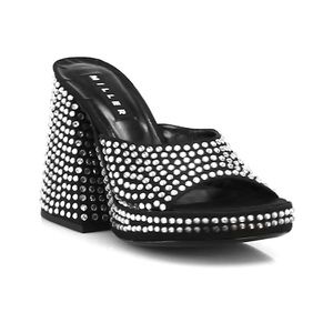 SIMON MILLER (NEW) Slice Crystal-Embellished Platform Slide Sandals size EU38, 8